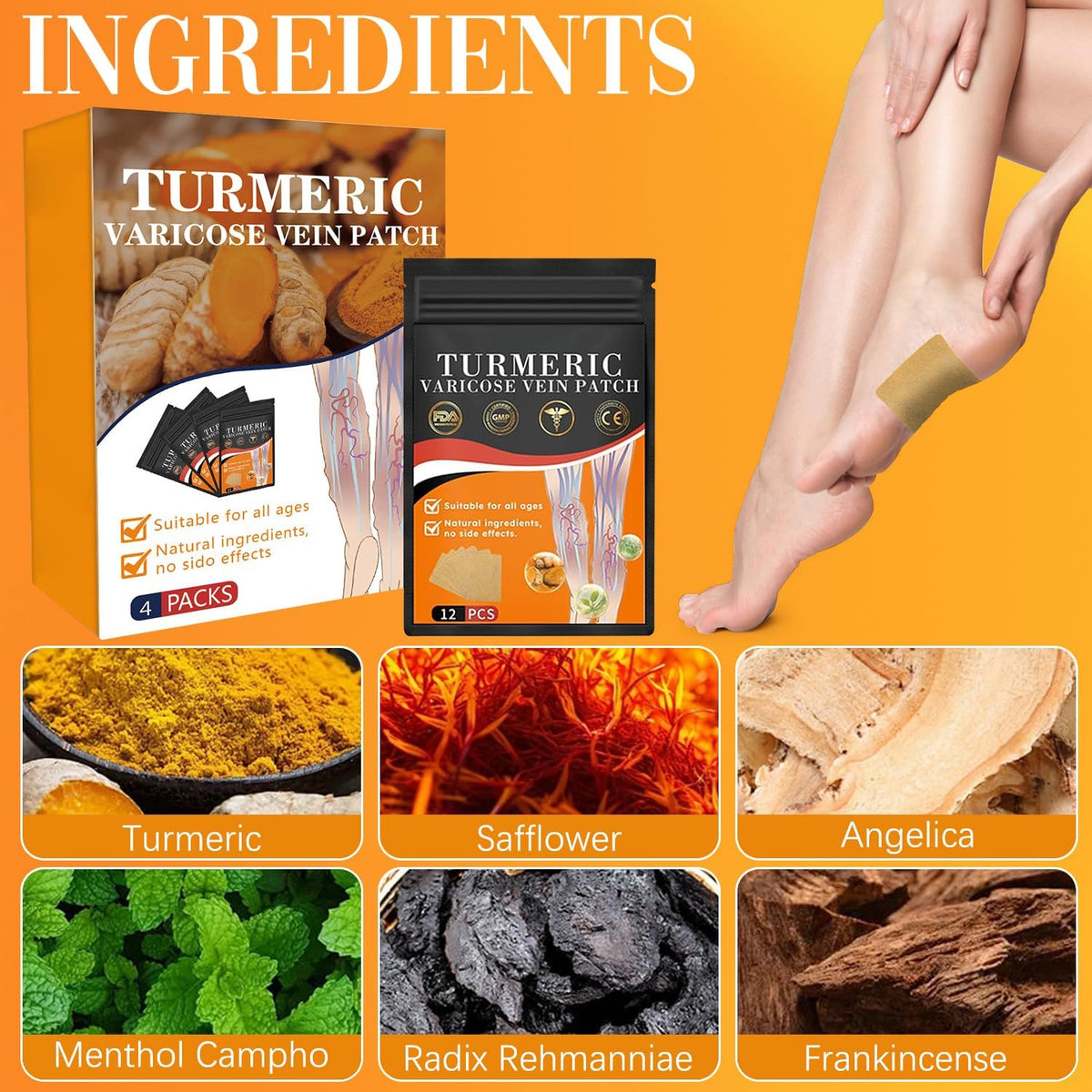 VeinEase™ -Turmeric Varicose Vein Patches | 🔥FLAT 50% OFF SAVING🔥